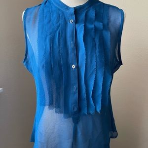 Gap sheer chiffon tuxedo bib blouse